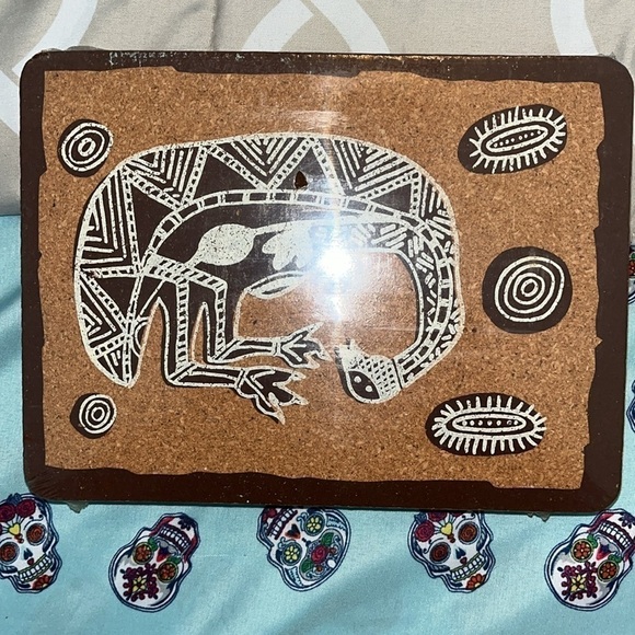 Aboriginal Pressed Cork Hand Painting F.A.P. Melbourne new in wrap.  Vintage - Picture 3 of 3
